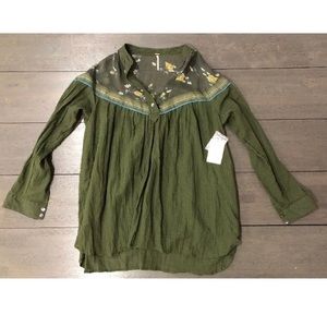 Free People Hearts & Colors Top XS Moss Green